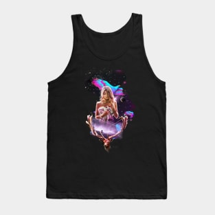 galaxy deer bird space Tank Top